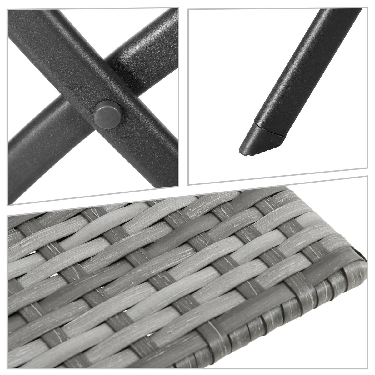 Polyrattan Bistro Set 2 People Rattan Garden Furniture Gray