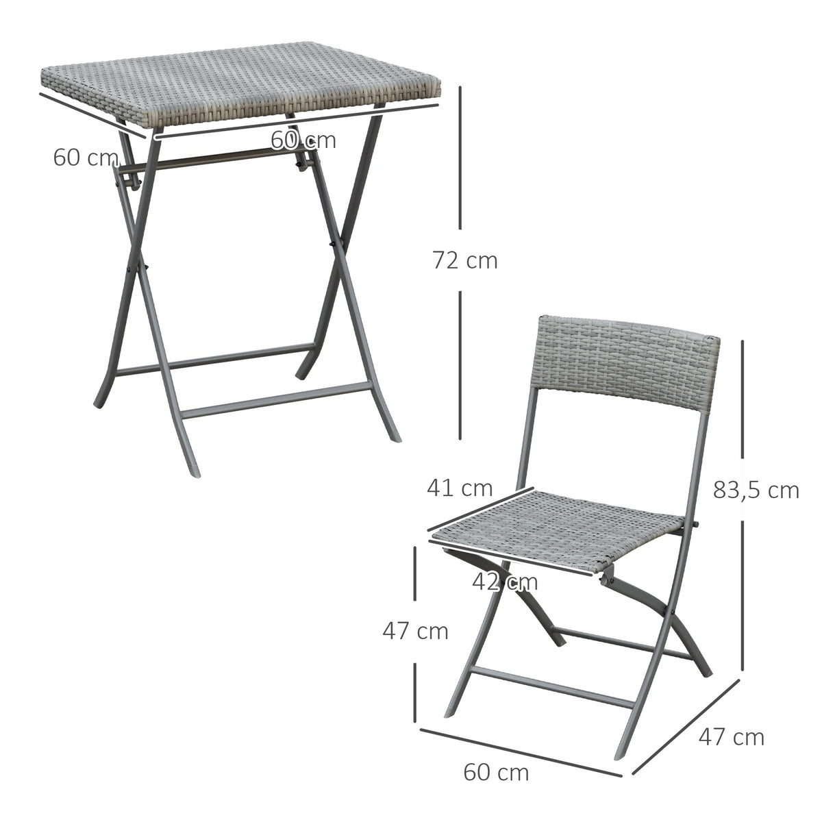 Polyrattan Bistro Set 2 People Rattan Garden Furniture Gray