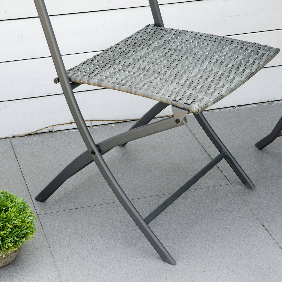 Polyrattan Bistro Set 2 People Rattan Garden Furniture Gray