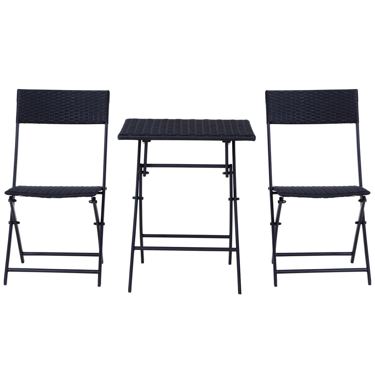 Polyrattan Bistro Set For 2 People, Rattan Garden Furniture Set, Black