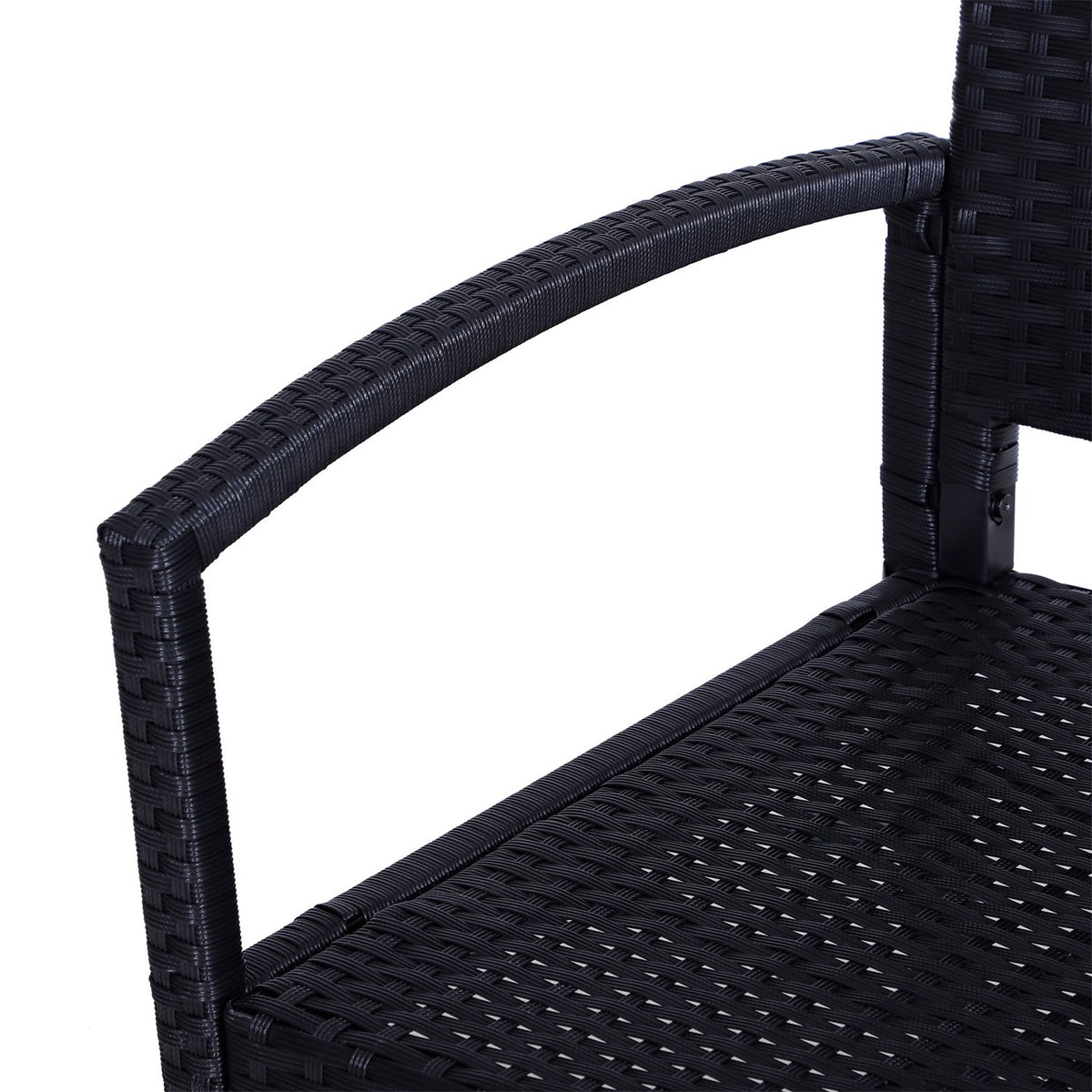 Polyrattan Garden Bench Park Bench 2-Seater Wicker Steel Black W122 X D60 X H87Cm