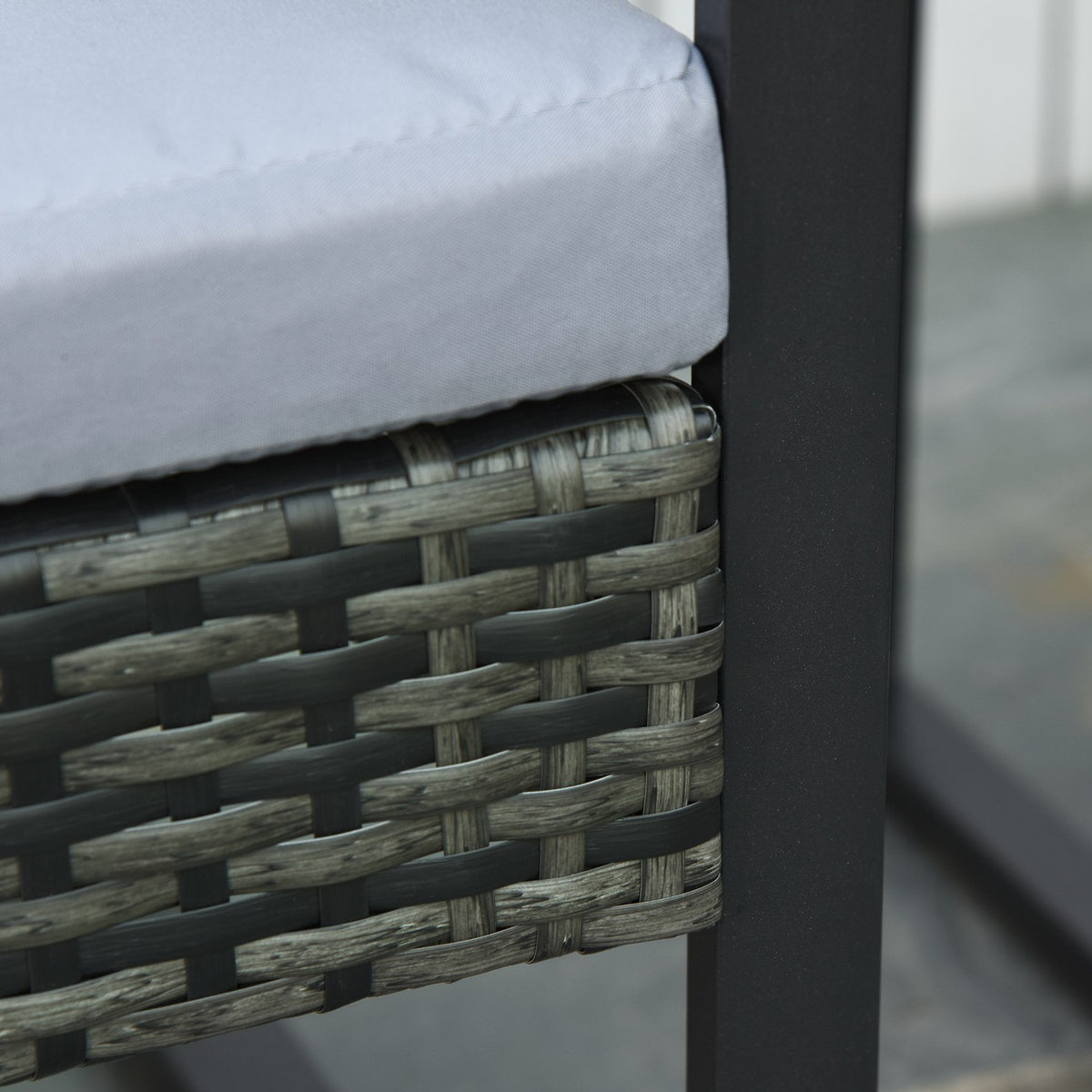 Polyrattan Garden Furniture 2 Person Balcony Set Cushion Gray