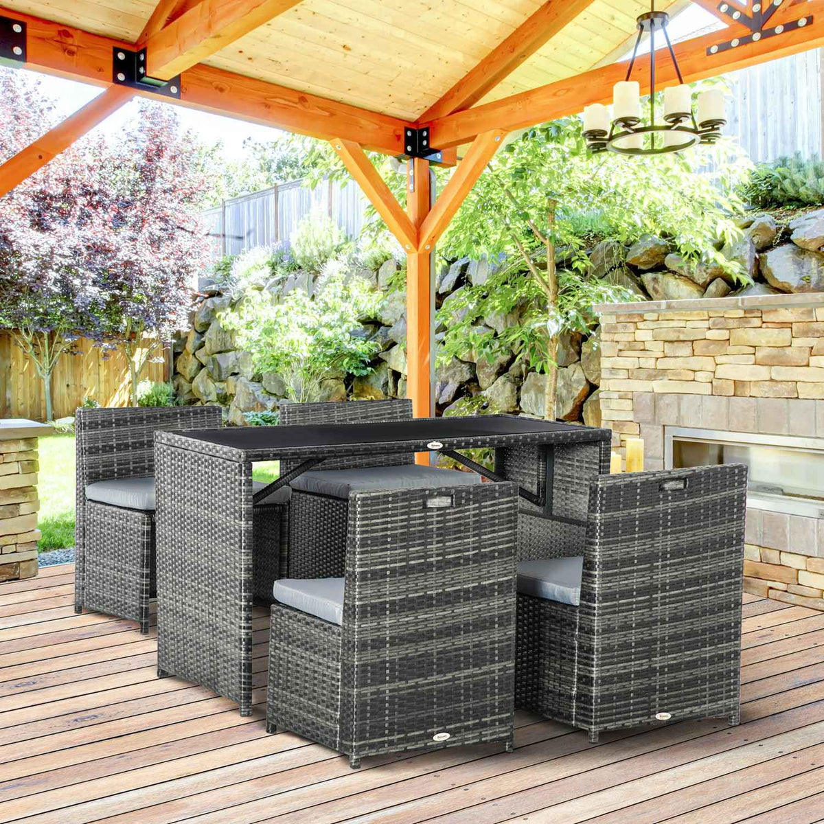 Polyrattan Garden Furniture For 4 People, Rattan Dining Group, Seating Group With Sofa Set, Steel, Grey
