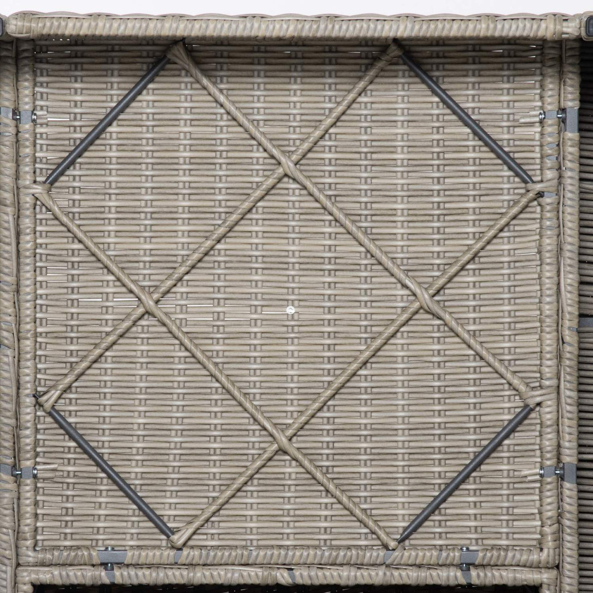 Polyrattan Garden Furniture Set 4 People Lounge Furniture Coffee Table Seat Cushion Khaki + Beige