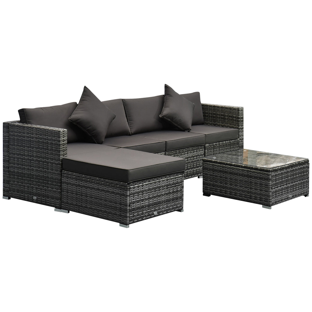 Polyrattan Garden Furniture Set For 4 People Seating Set Grey