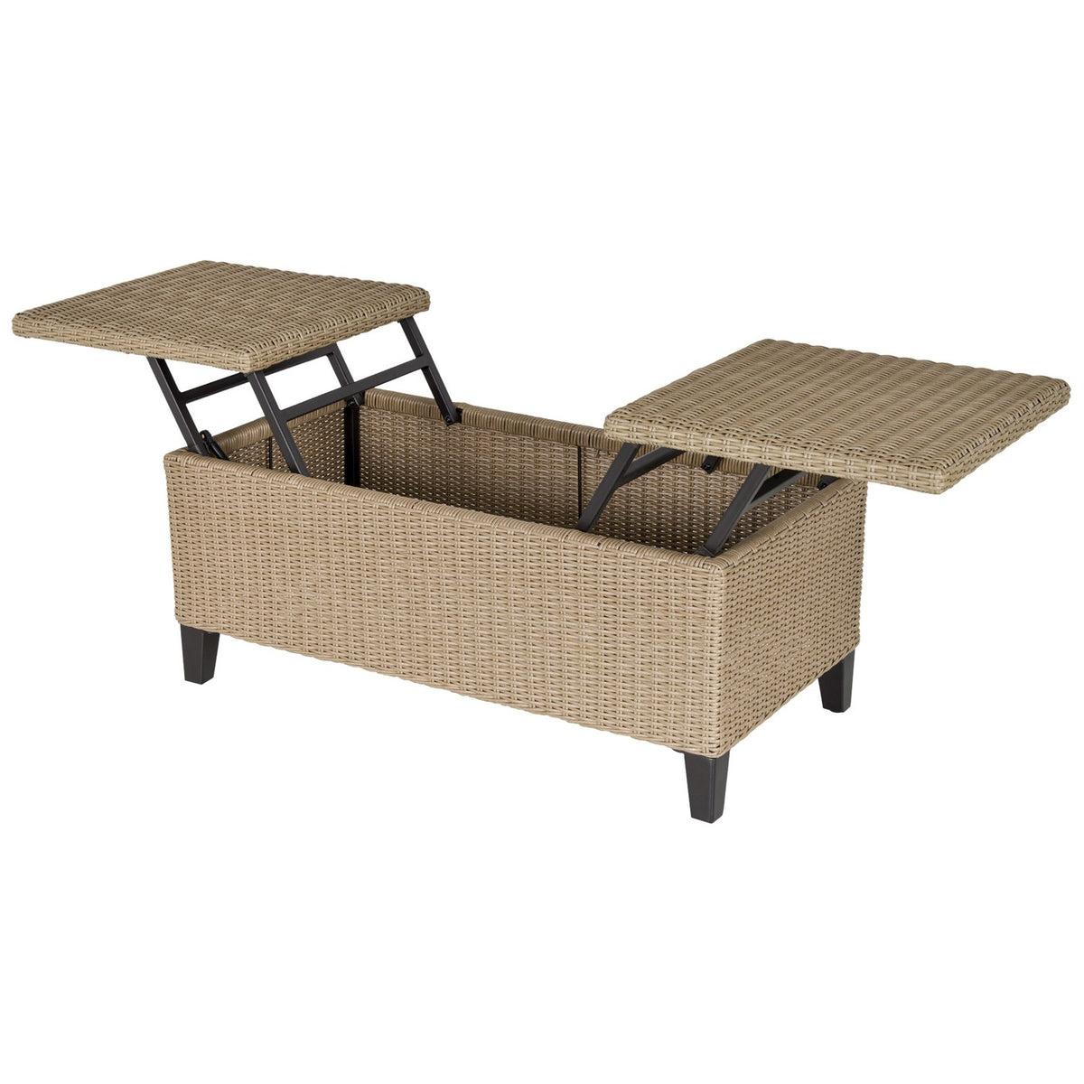 Polyrattan Garden Table Extendable Coffee Table Steel Khaki 103X50X45.5Cm