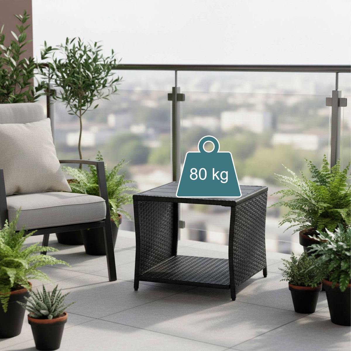 Polyrattan Outdoor Table, Weatherproof, Durable