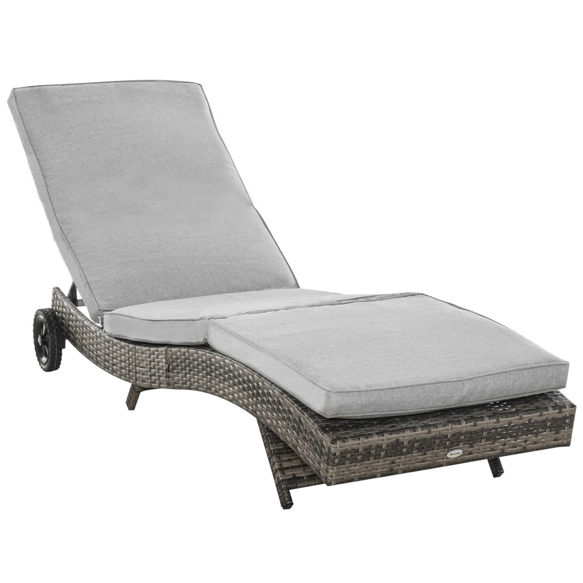 Polyrattan Sun Lounger Garden Lounger with Cushion 5-Level Adjustable S-Shape Garden Furniture Metal Gray 207 x 70 x 70 cm