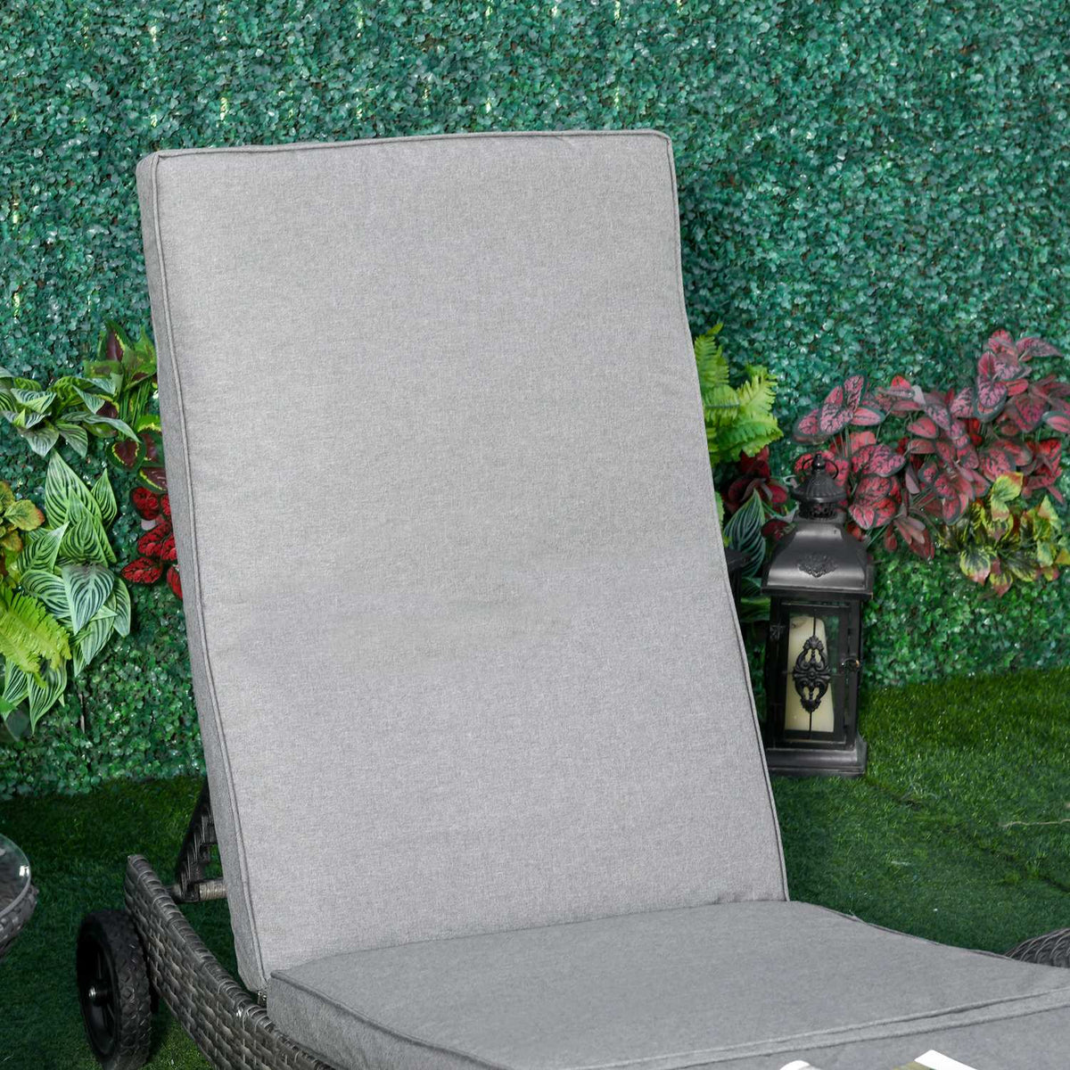 Polyrattan Sun Lounger Garden Lounger with Cushion 5-Level Adjustable S-Shape Garden Furniture Metal Gray 207 x 70 x 70 cm