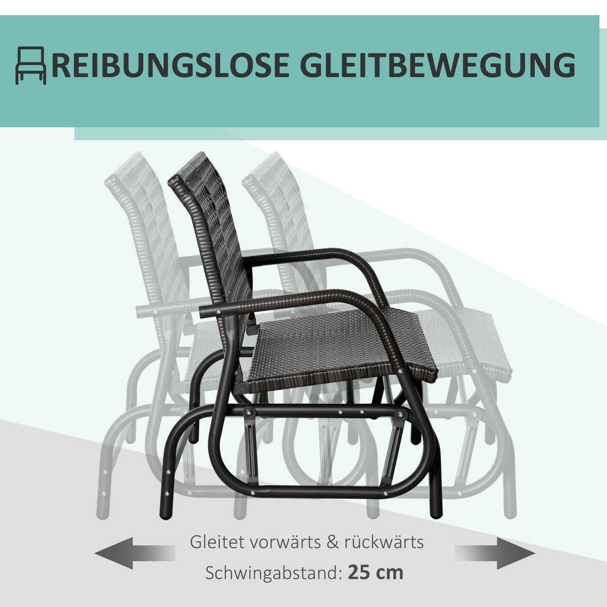 Polyrattan Swing Bench 2-Seater Outdoor Patio Garden Loveseat Garden Swing With Backrest Bench Park Bench Gray 70 X 120 X 84 Cm