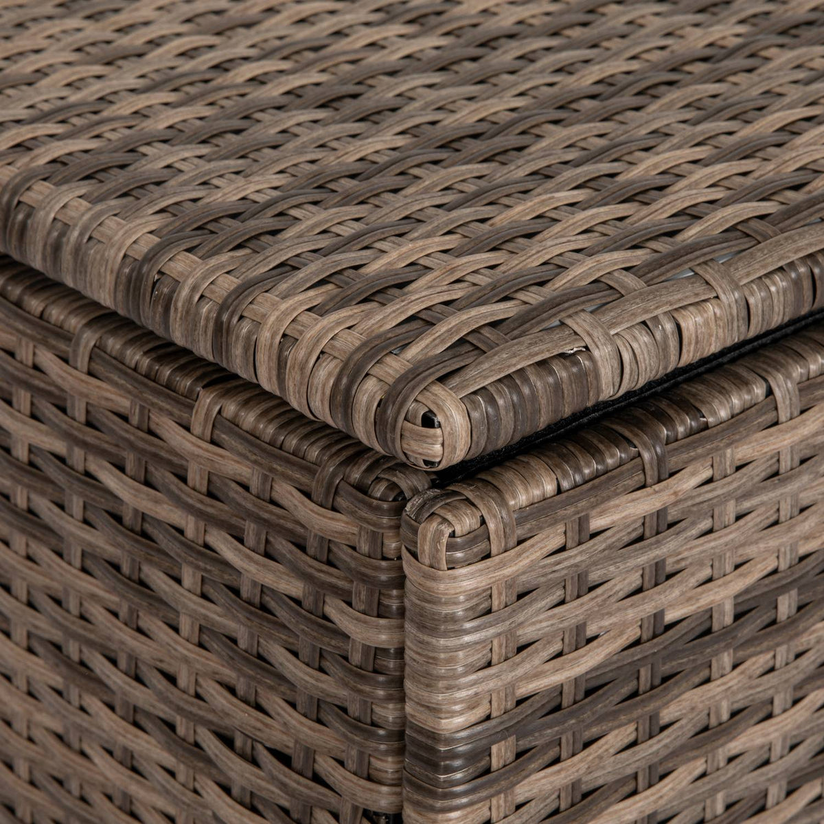 Polyrattan storage box, cushion box with lid, automatic lifting, weatherproof storage box for garden, balcony, 75 x 75 x 70 cm, sand