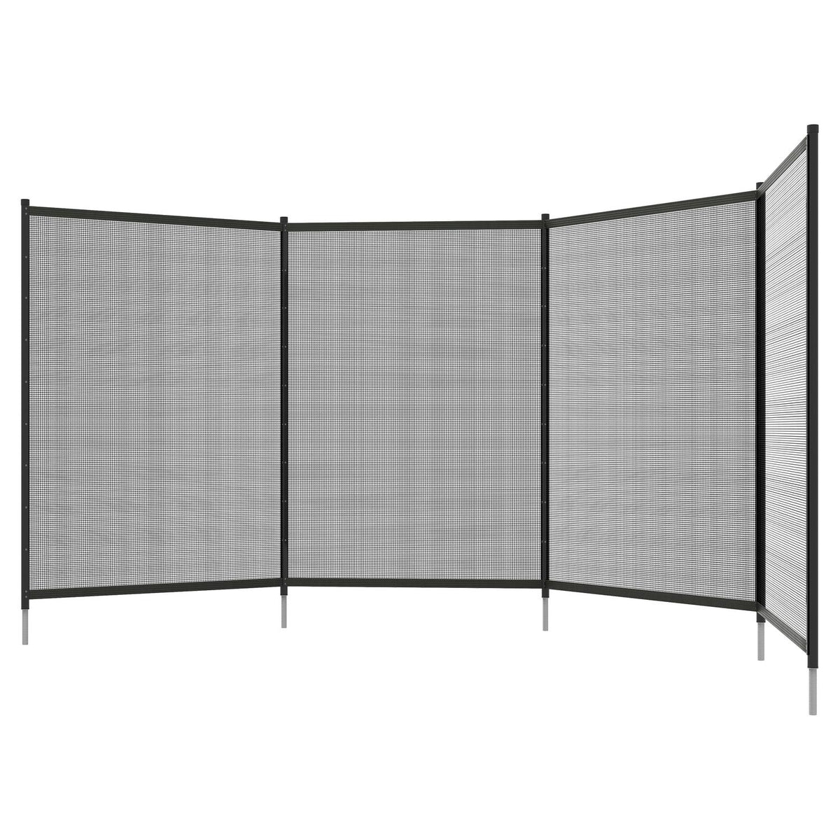 Pond Fence, 365 X 126 Cm Garden Fence, Set Of 4 Decorative Pool Fence With Foot Plug-In Fence For Patio, Balcony, Mesh, Black