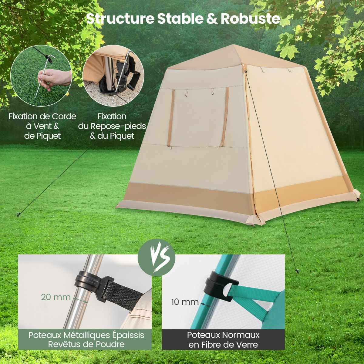 Pop-Up Camping Tent, 1-Min Setup, 4-6 Person, Beige