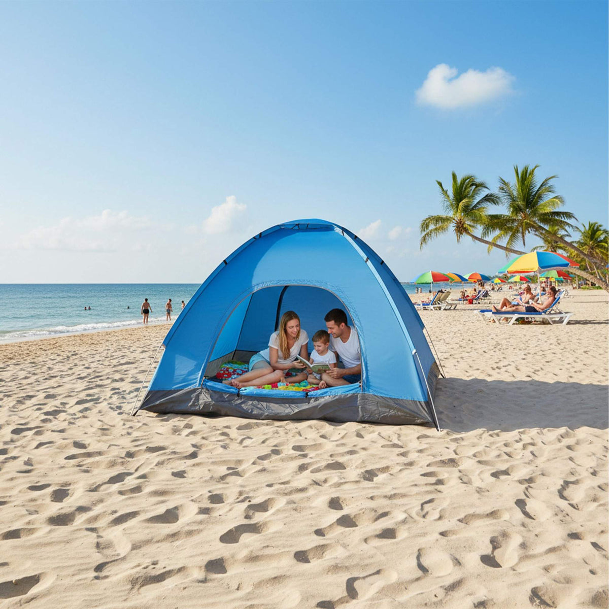 Pop-Up Camping Tent, Automatic, 3-Person, Waterproof