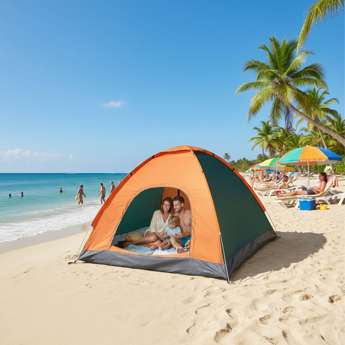 Pop-Up Camping Tent for 3 People, Waterproof & UV-Resistant