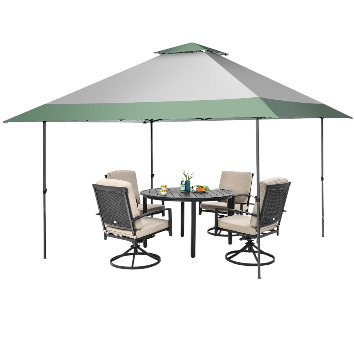 Pop-Up Canopy Tent 4x4m, Adjustable Height, Wheeled Bag