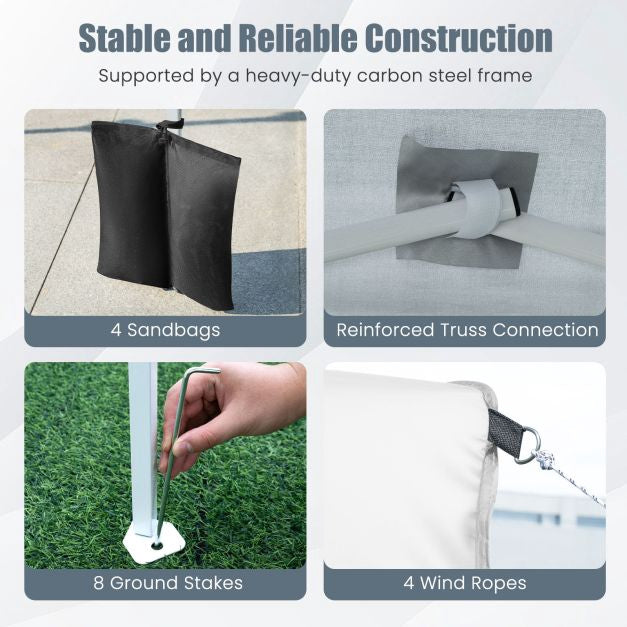 Pop Up Canopy Tent 6.5x6.5 Ft, 4 Sidewalls, Wheeled Bag