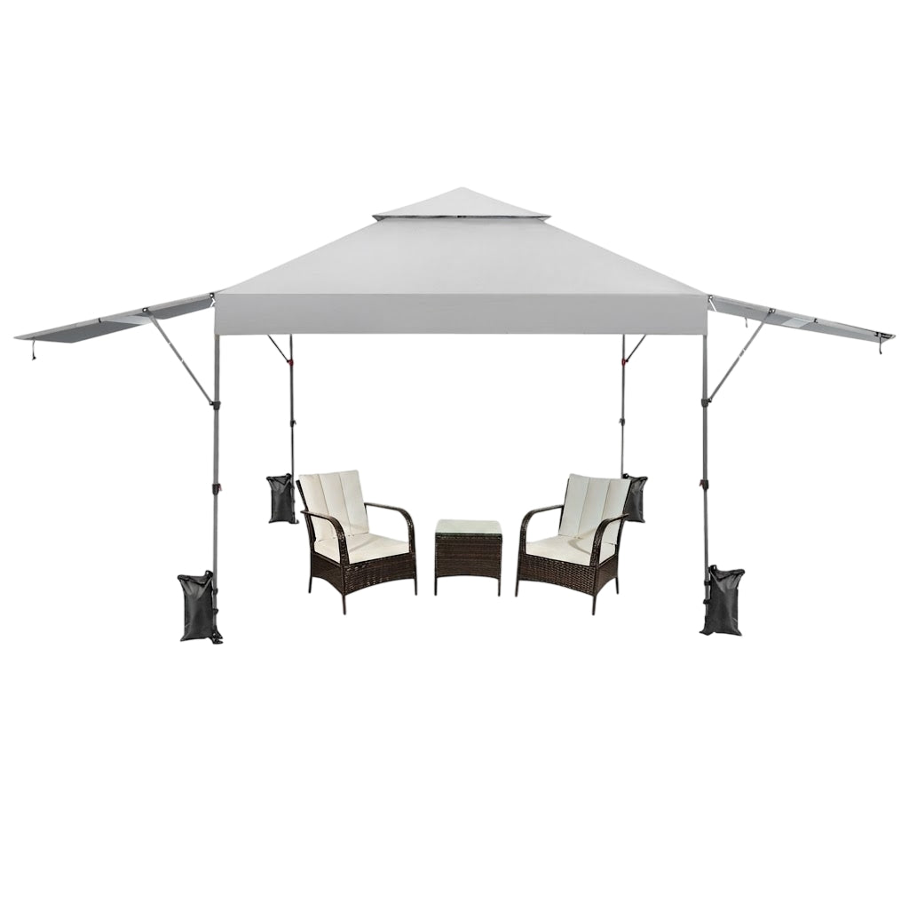 Pop-Up Canopy Tent With Dual Awnings, 300x537cm, UPF 50+