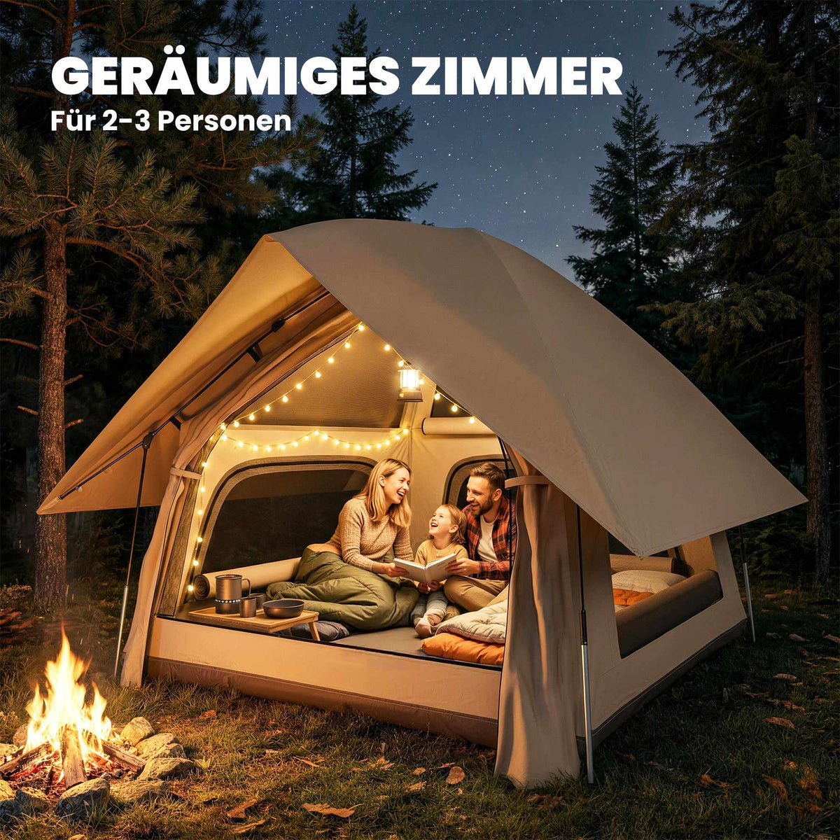 Pop-Up Dome Tent, Waterproof, 2-3 People, 235x235x184cm