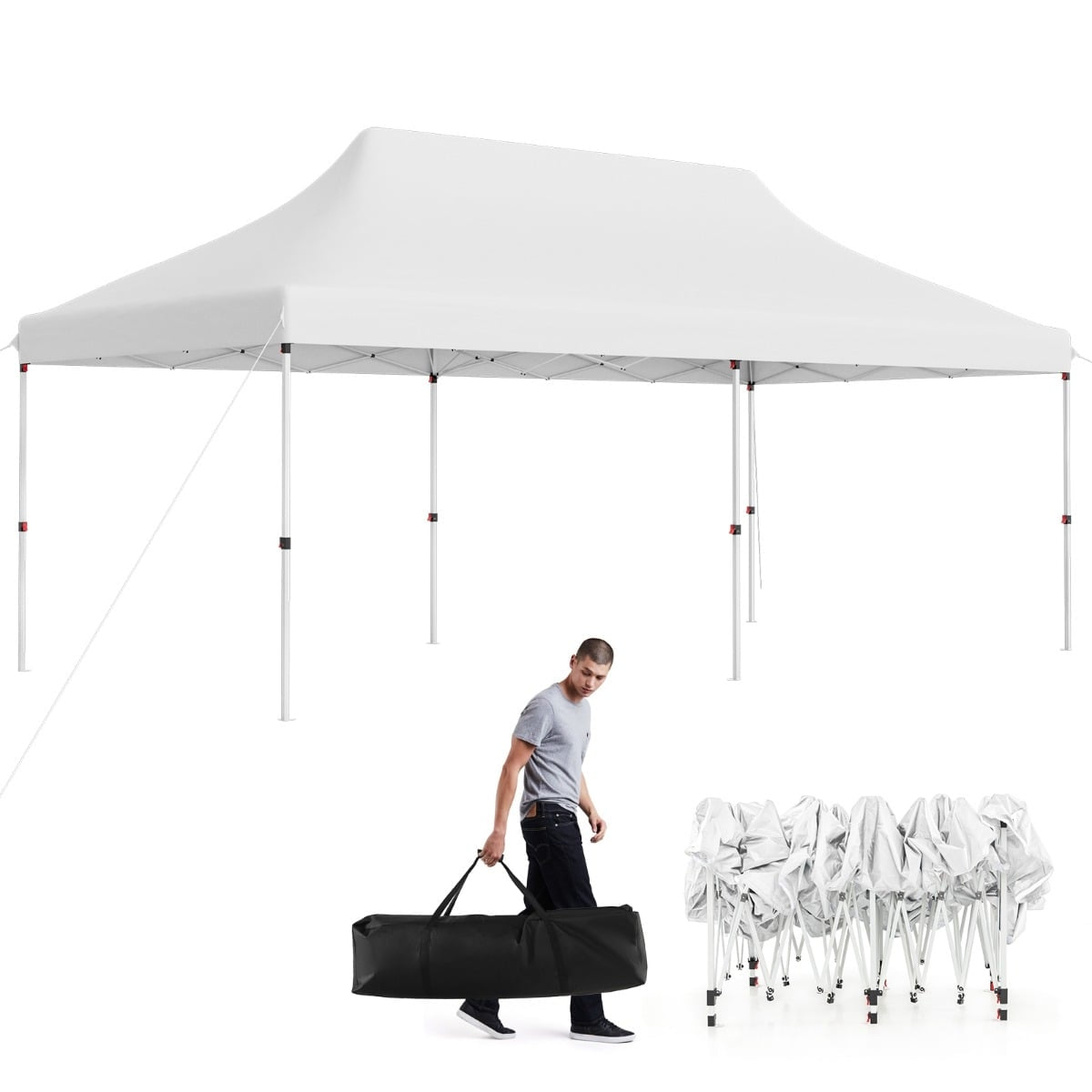 Pop-Up Event Canopy Tent, 300x600 cm, Adjustable Height