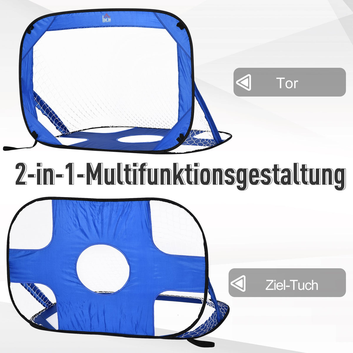 Pop Up Football Goals Portable Football Net, Set Of 2 Mini Goals, Foldable With Carry Bag, Blue, 123X80X80 Cm