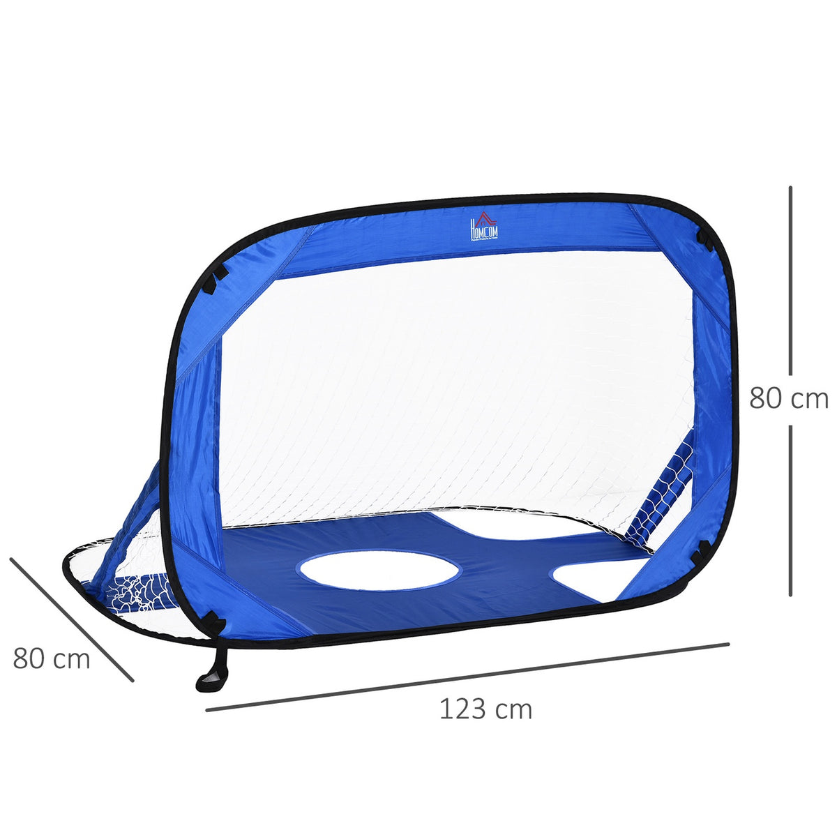 Pop Up Football Goals Portable Football Net, Set Of 2 Mini Goals, Foldable With Carry Bag, Blue, 123X80X80 Cm