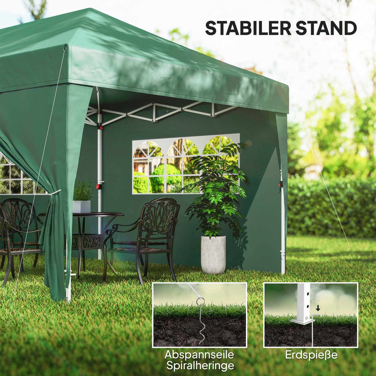 Pop-Up Garden Pavilion with Removable Walls, 590x295 cm