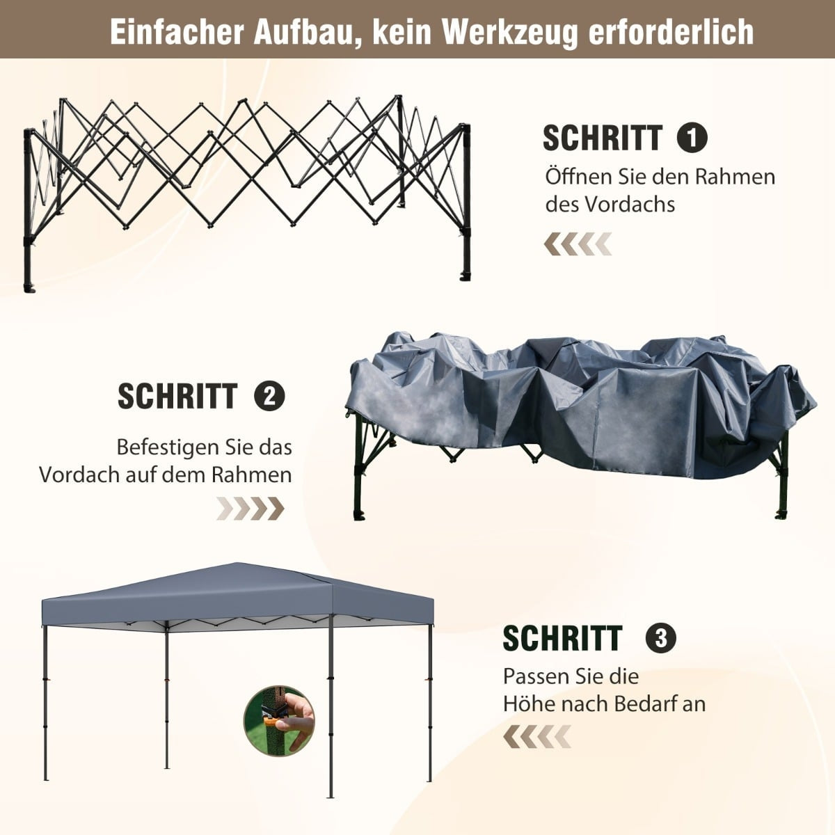Pop-Up Pavilion 365x225 cm, UV Protection, Portable Bag