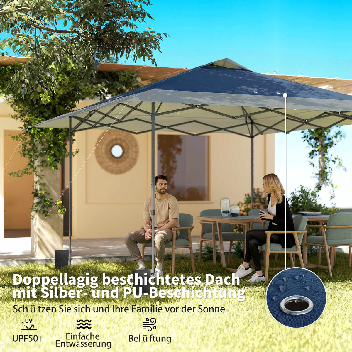 Pop-Up Pavilion 4x4m, Waterproof, UV 50+, Easy Setup
