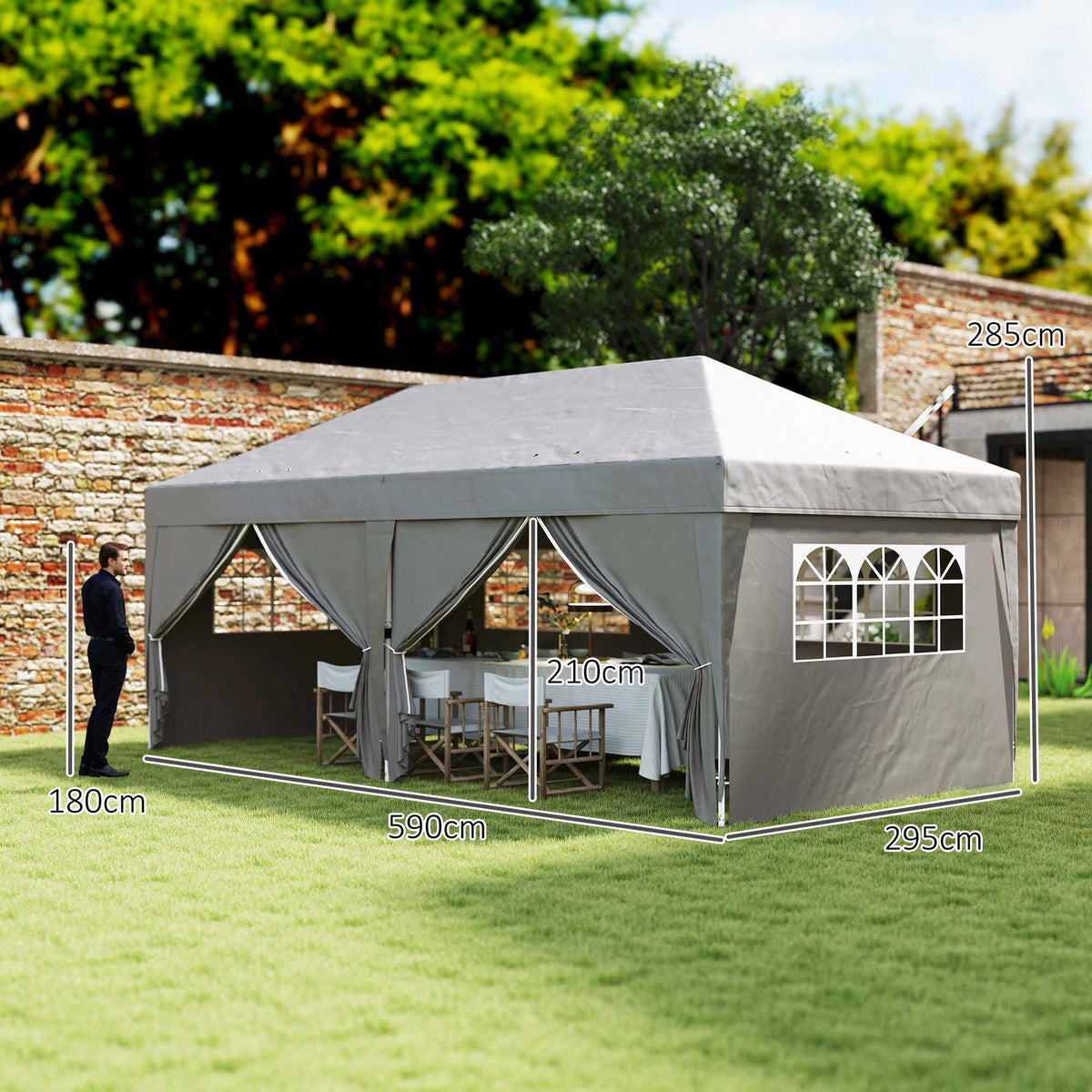 Pop-Up Pavilion 6x3m, UV Protection, Removable Sides