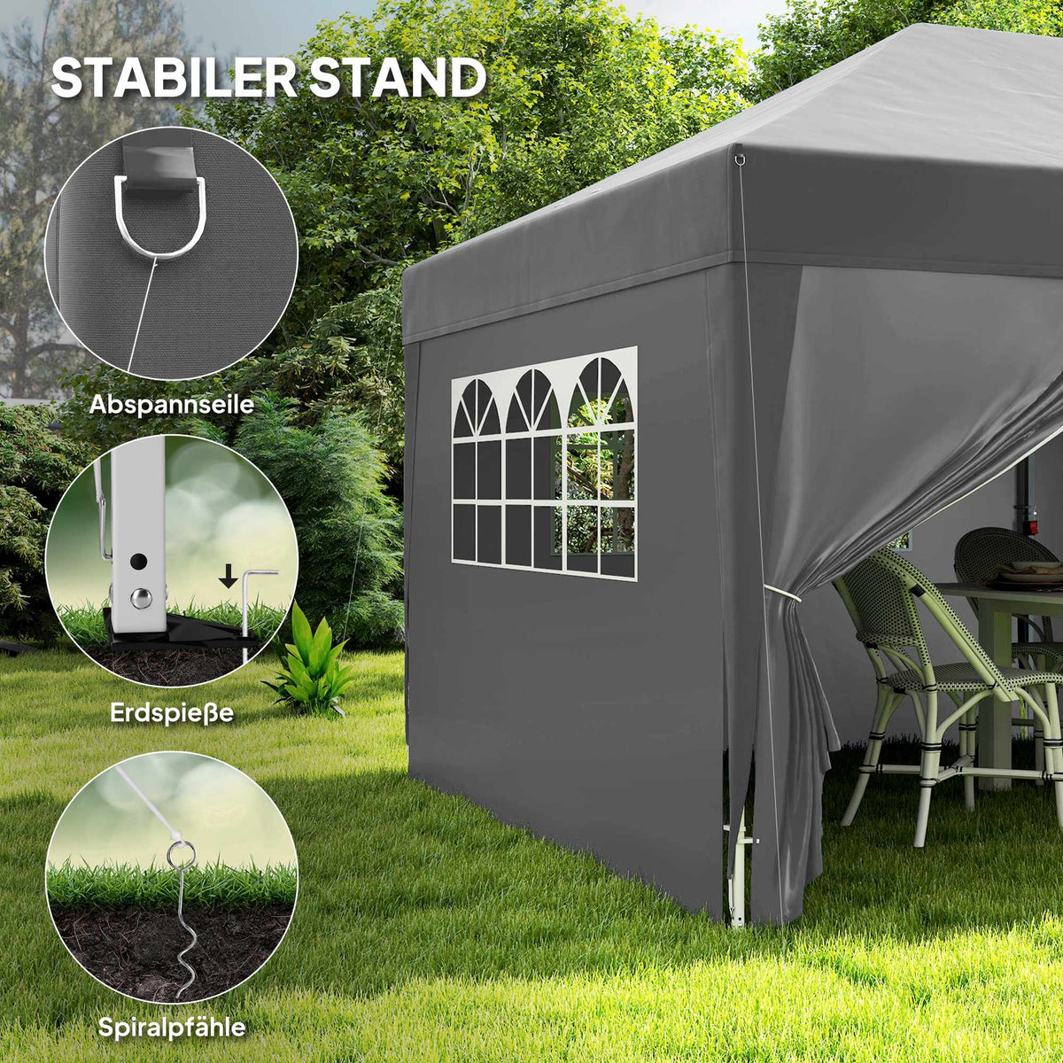 Pop-Up Pavilion 6x3m with Removable Walls, UV Protection