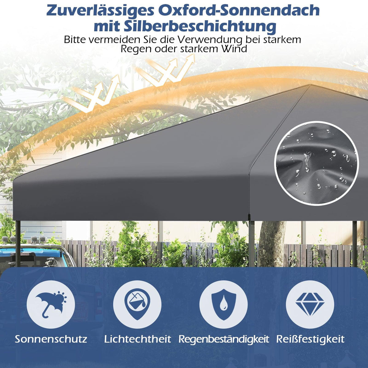 Pop-Up Pavilion with UV50+ Protection, Adjustable Height, Gray