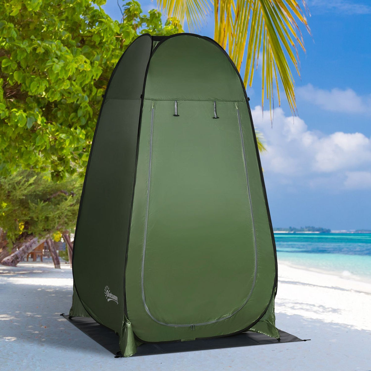 Pop-Up Shower Tent Toilet Tent For Camping, Mobile Outdoor Toilet, Dark Green, With Carry Bag, 126X124X189Cm