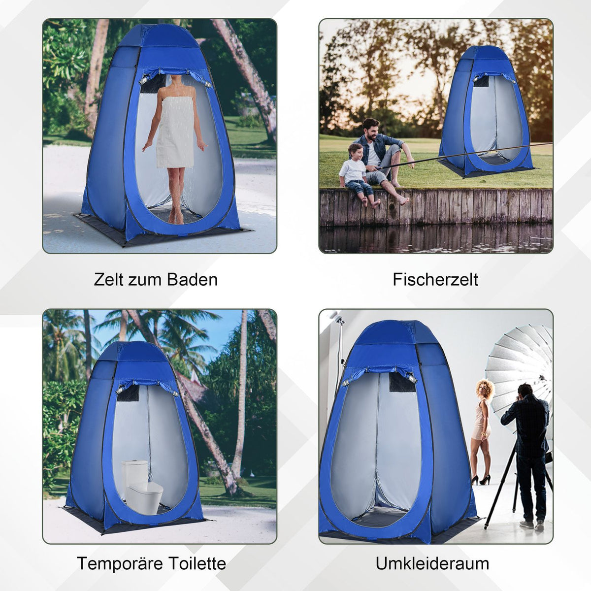 Pop-Up Tent Shower Tent, Toilet Tent For Camping, Mobile Outdoor Toilet With Carry Bag, 126X124X189Cm