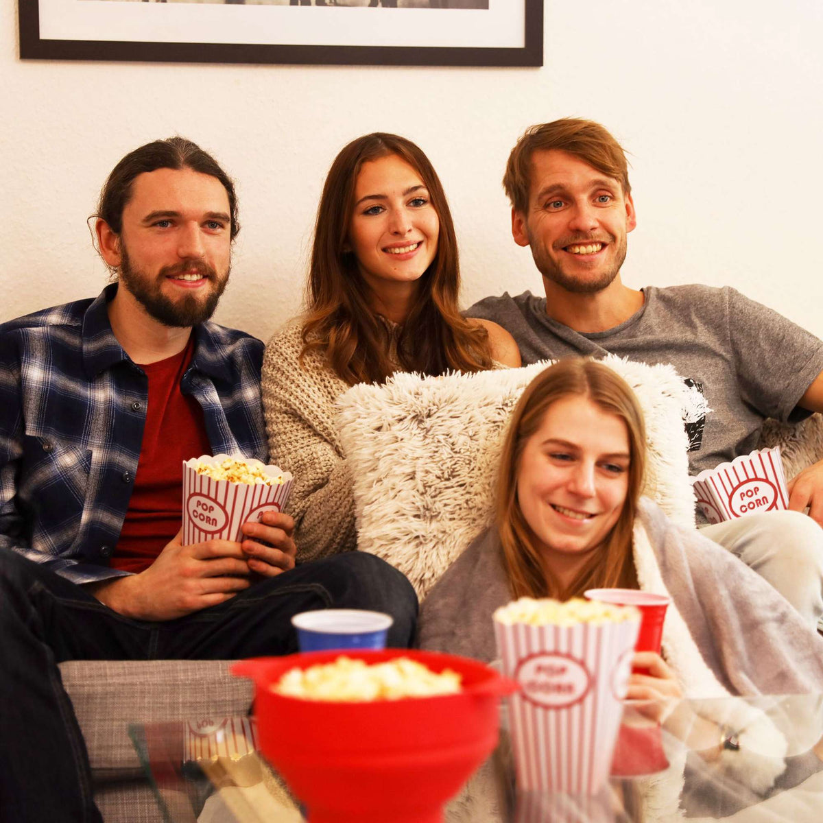 Popcorn bags, 72 pcs, red/white