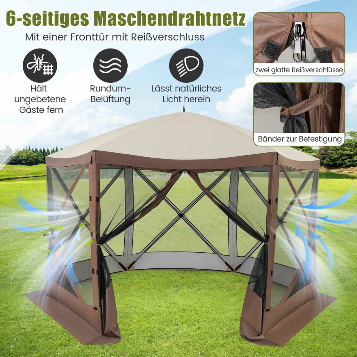 Pop-up Pavilion 350x350 cm with Carry Bag & Mesh Walls
