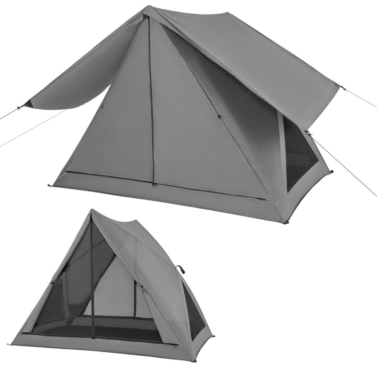 Pop up tent for 2-3 people 360° one-sided transparent family tent 225 x 145 x 161 cm gray