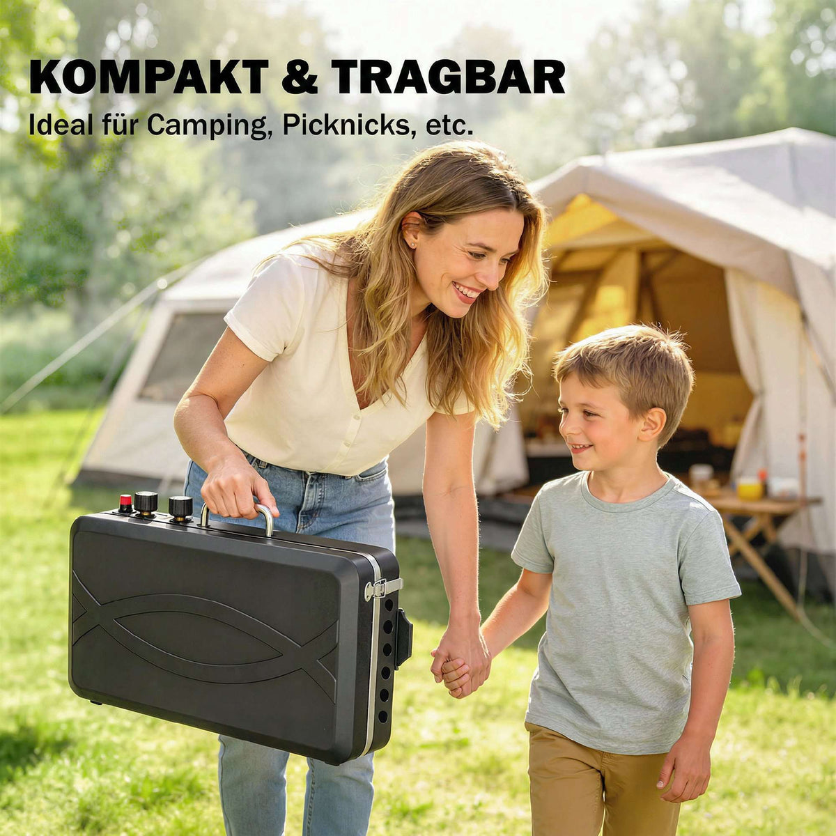Portable 2-Burner Gas Grill, 7 kW, Tabletop Convertible