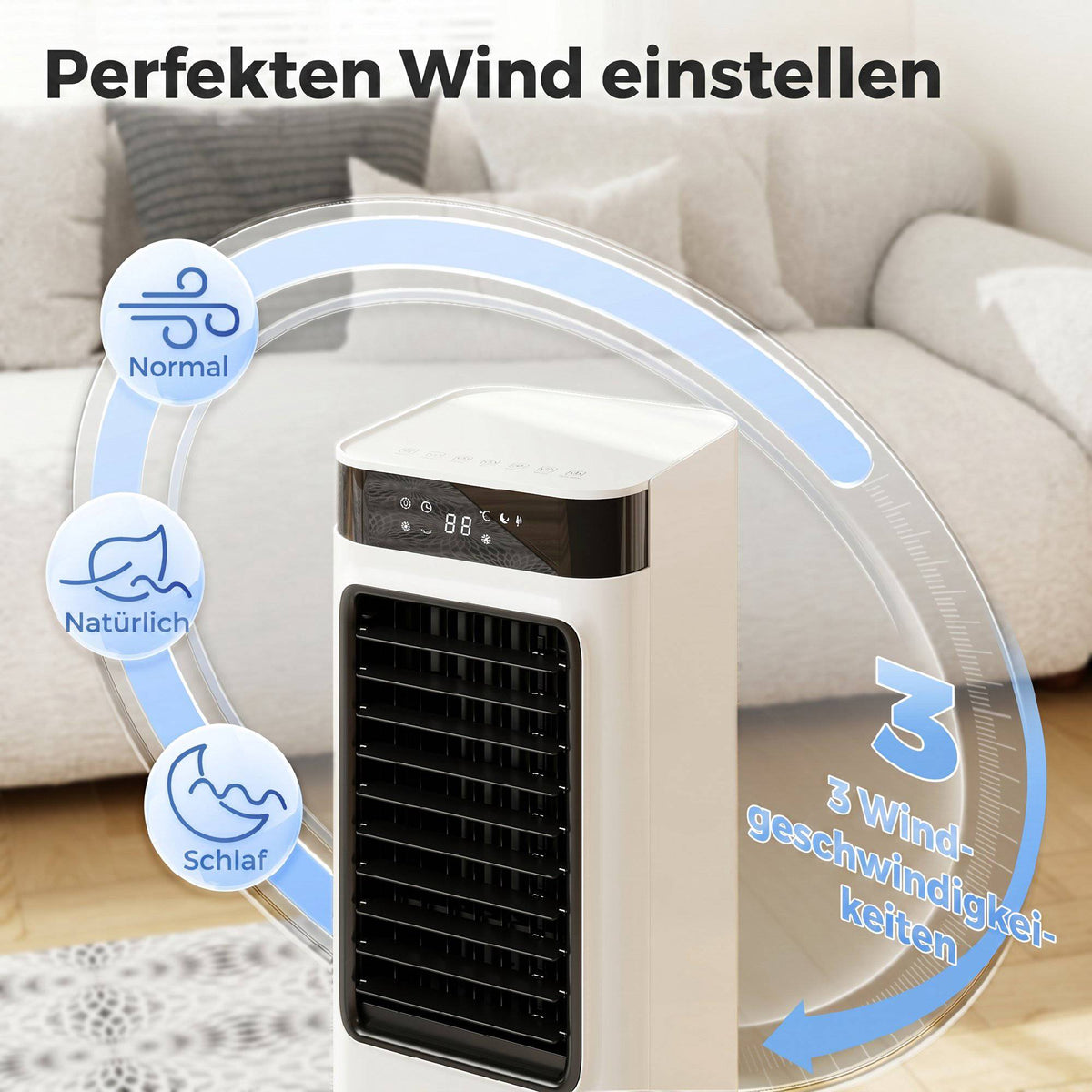 Portable 3-in-1 Air Cooler with 7L Tank, 48 Oscillation