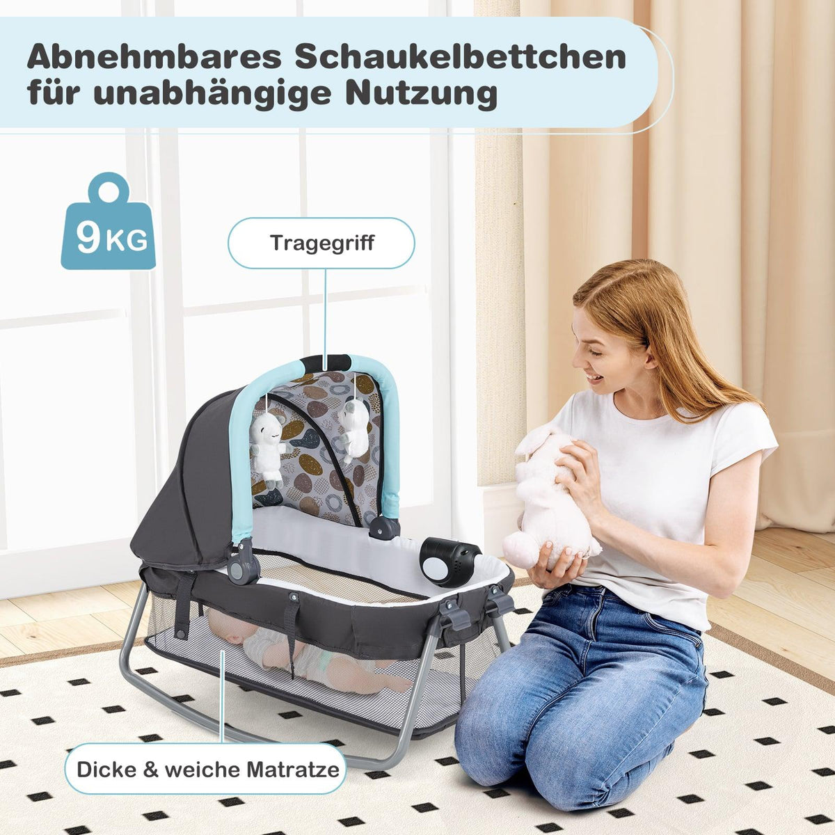 Portable 5-in-1 Baby Travel Crib with Bassinet & Changing Table