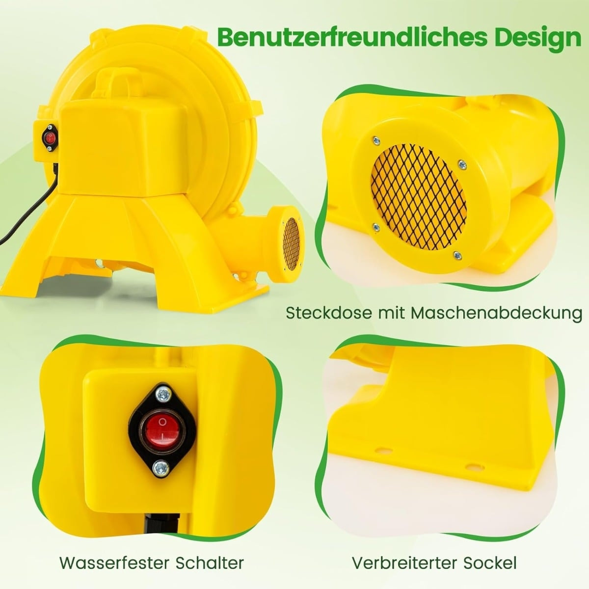 Portable Air Blower 850W with Handle & Ground Anchors