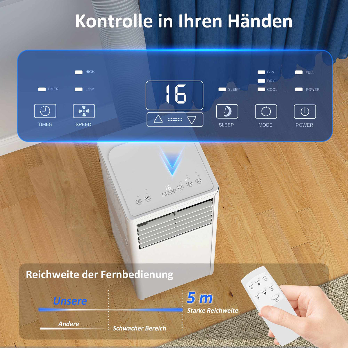 Portable Air Conditioner 9000 BTU, 4-in-1 Cooling Unit