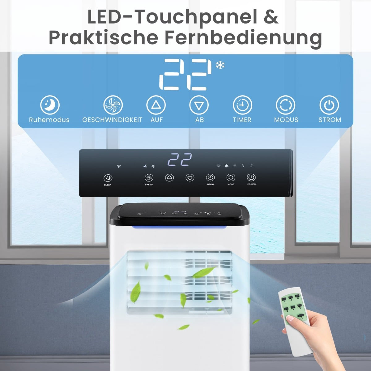 Portable Air Conditioner 9000 BTU, 4-in-1, Smart Control