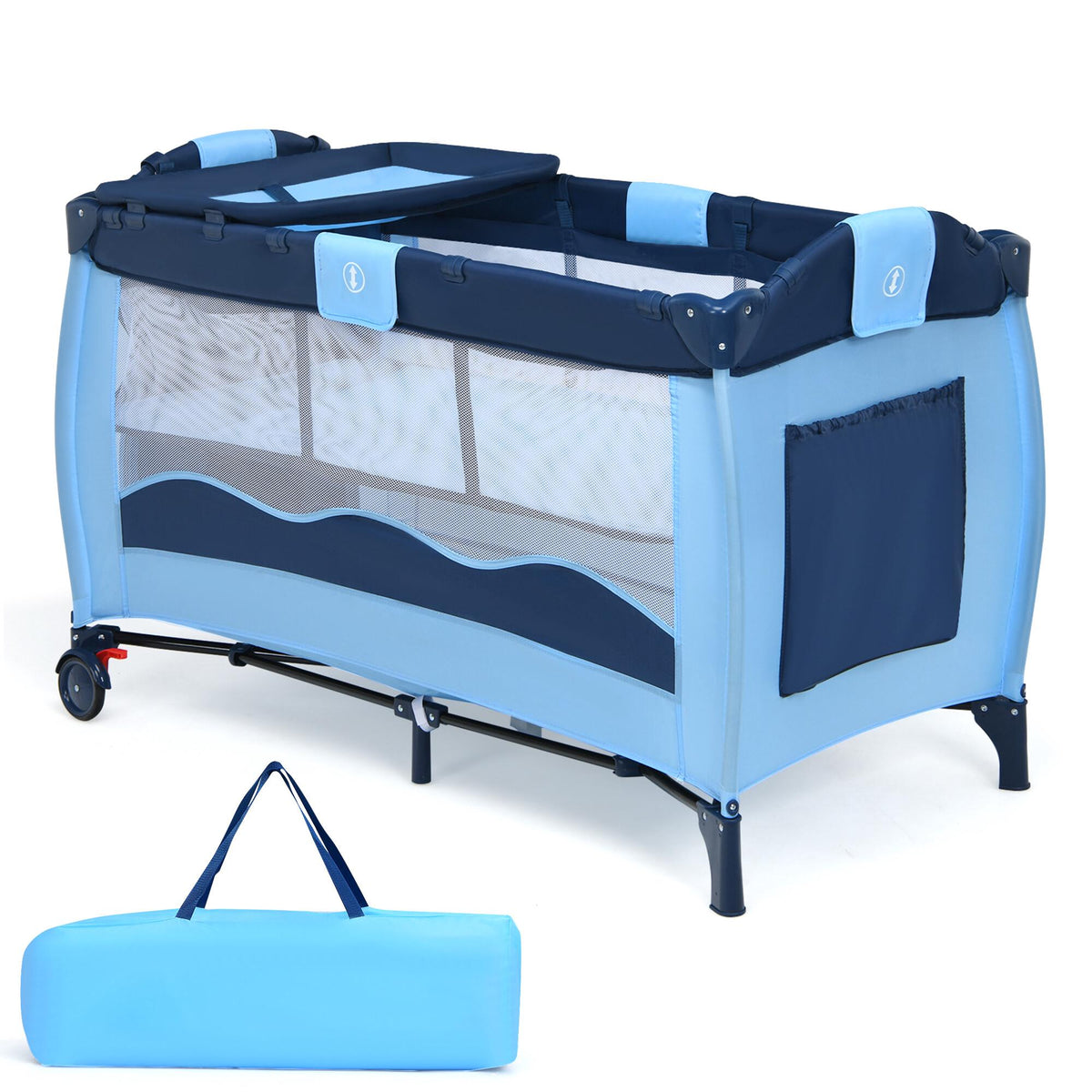 Portable Baby Crib Playpen with Bassinet and Changing Table