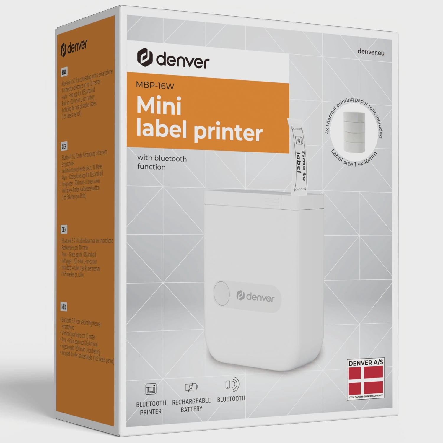 Portable Bluetooth Printer, App-Controlled, Built-In Battery