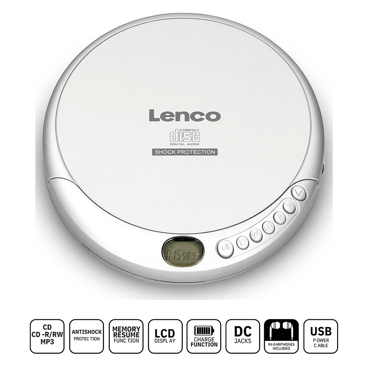 Portable CD MP3 player anti-shock Silver