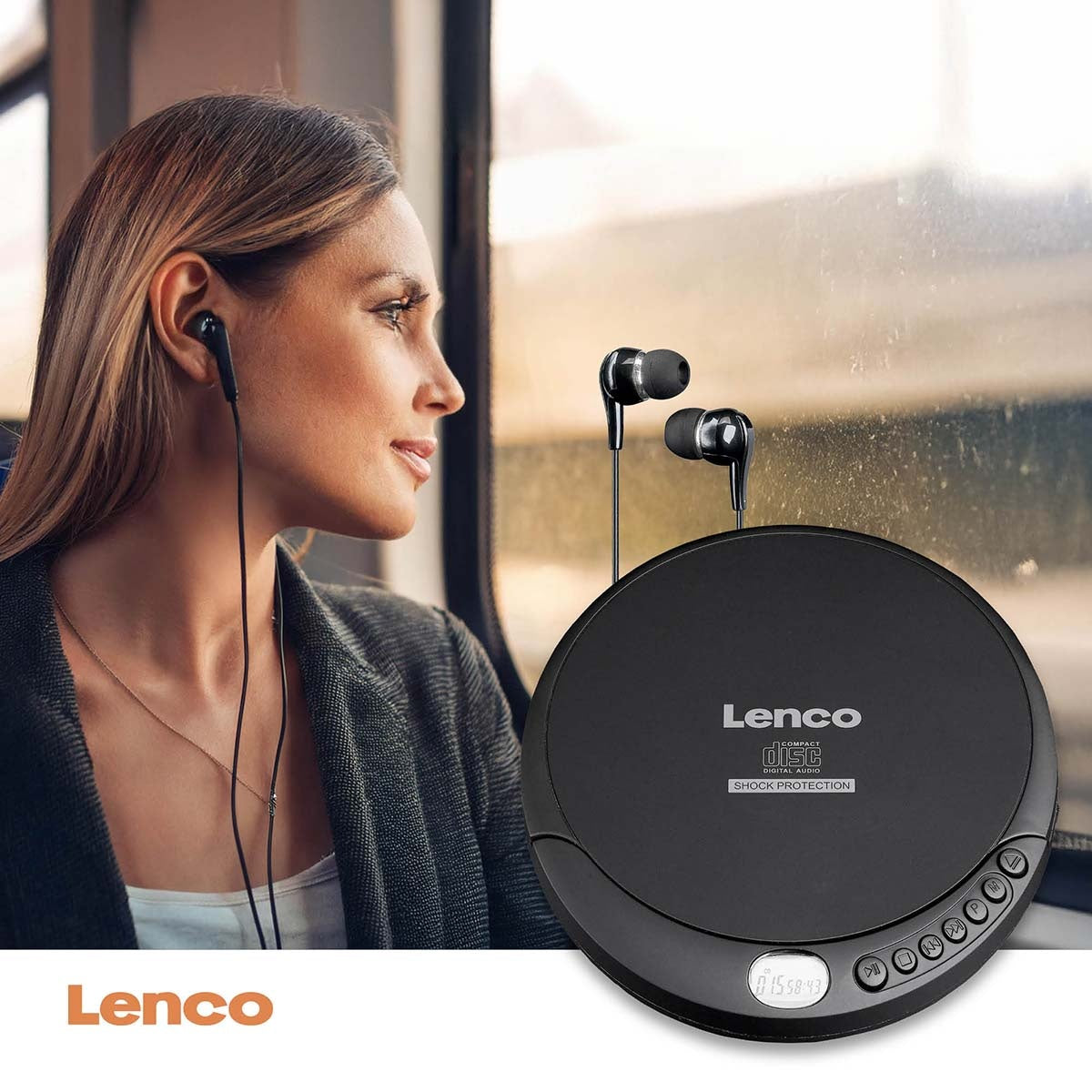 Portable CD MP3 player with anti-shock Black