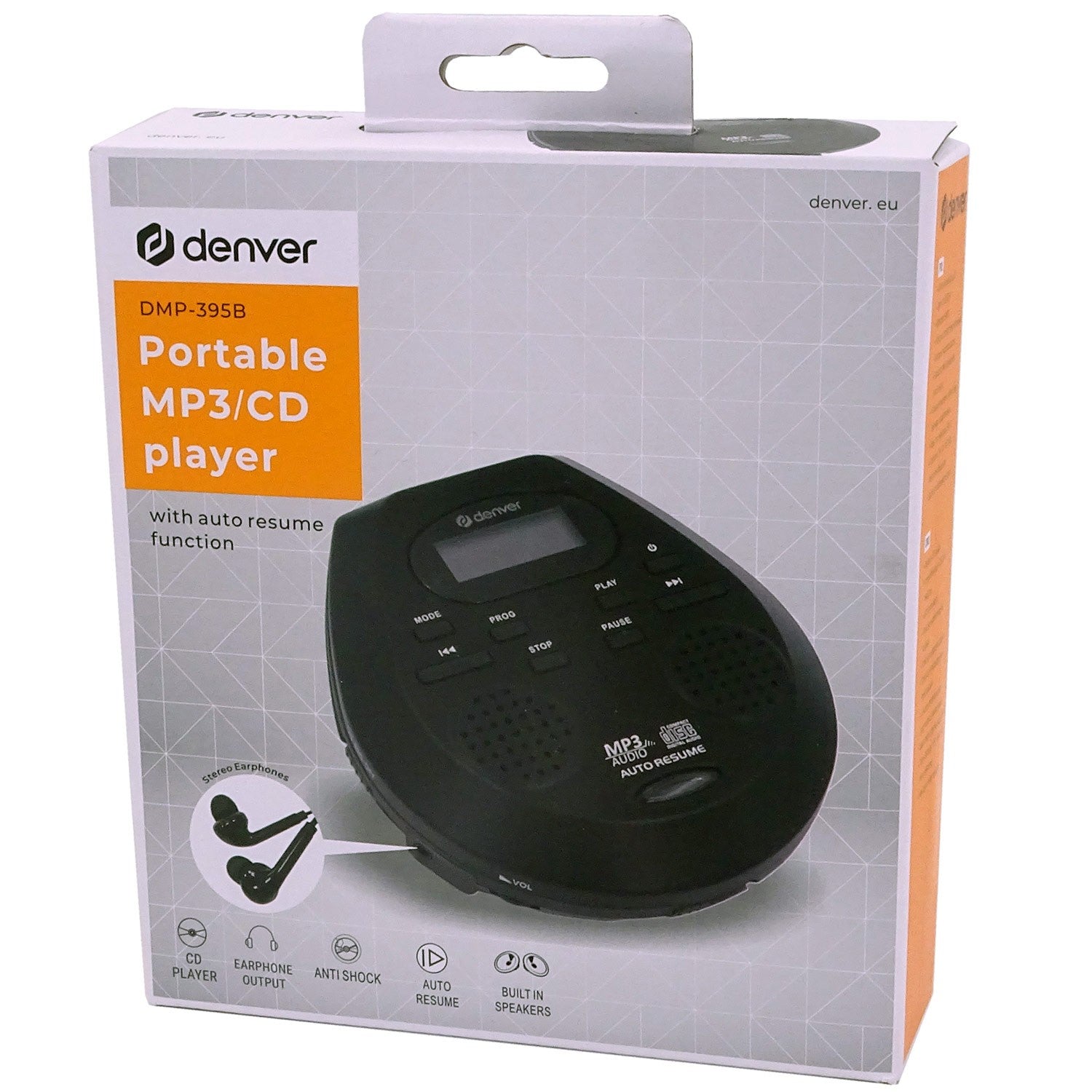Portable CD Player with Built-In Speakers, Black