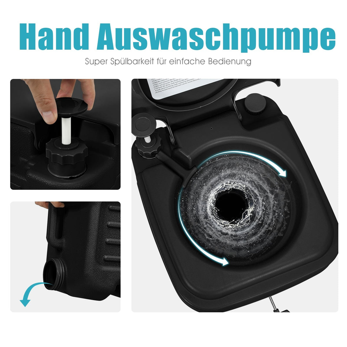 Portable Camping Toilet with 20L & 12L Removable Tanks
