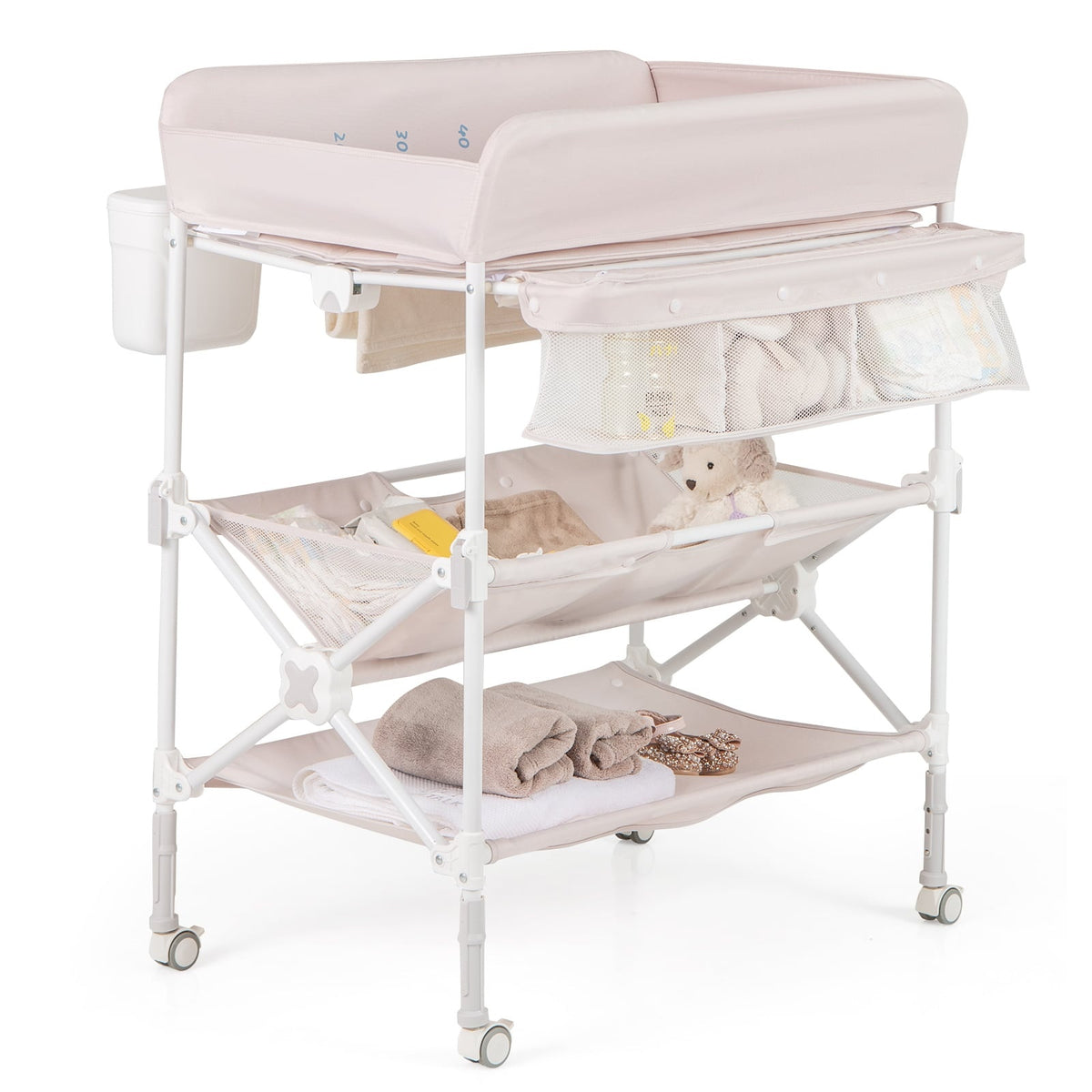 Portable Changing Table with Adjustable Height and Storage
